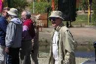 Paul Newman et. al. waiting for ribbon cutting