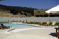 Pool shaped like Shamu with ramp for wheelchairs